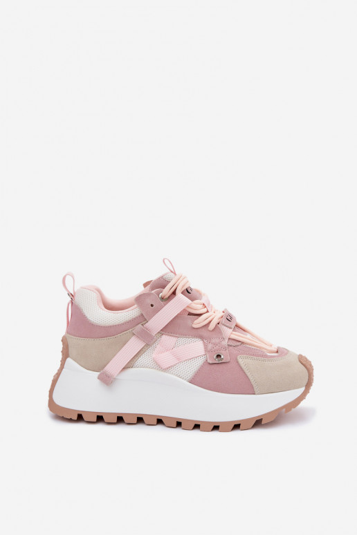 Sneakers Stilvollllschuhe mit einer PlattformErmöglichtturalnego aus INildlederu GOE TT2N4022 pinke Farbe