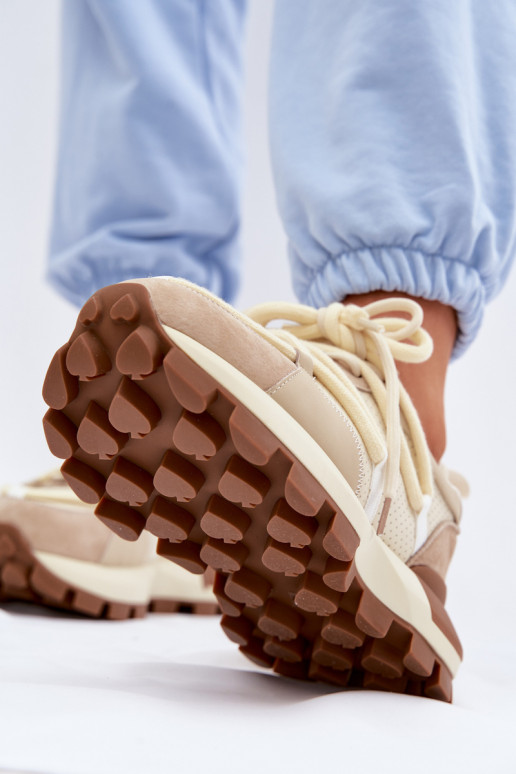 Haut aus INildleder Sneakers Stilvollllschuhe Feminin GOE TT2N4021 Beige