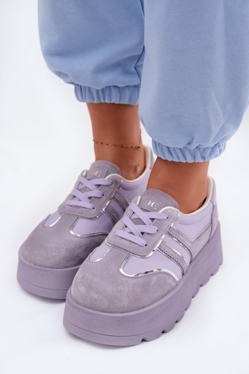 aus INildleder Sneakers Stilvollllschuhe mit einer Plattform GOE TT2N4054 Violette Farbe