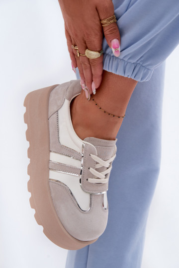 aus INildleder Sneakers Stilvollllschuhe mit einer Plattform GOE TT2N4052 Zueiße Farbe