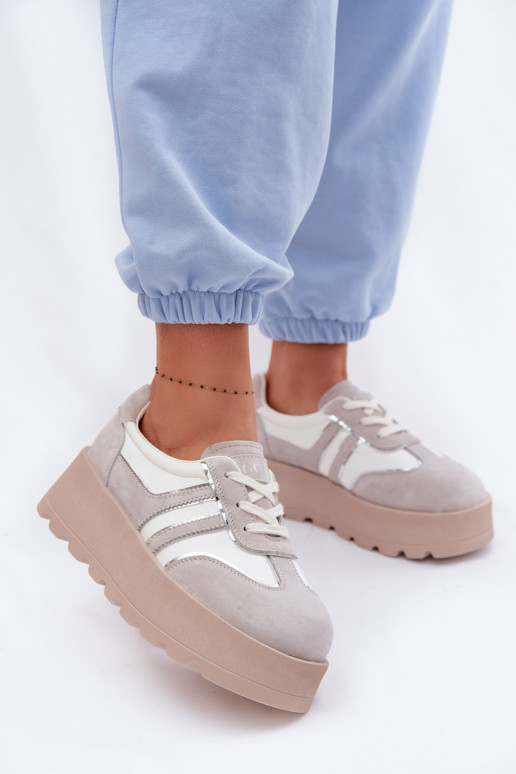 aus INildleder Sneakers Stilvollllschuhe mit einer Plattform GOE TT2N4052 Zueiße Farbe