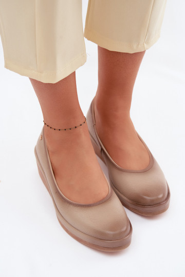 Vinceza 39987 sandfarbene Lederschuhe für Damen mit Plattform
