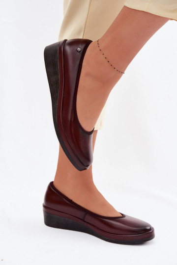 Vinceza 39987 bordeauxfarbene Lederschuhe für Damen mit Plattform