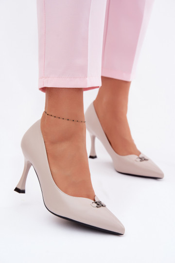 hochhackige Schuhe Mit Dekorationen Detalem Vinceza 62291 graue Farbe 2