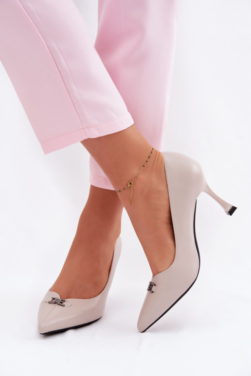 hochhackige Schuhe Mit Dekorationen Detalem Vinceza 62291 graue Farbe