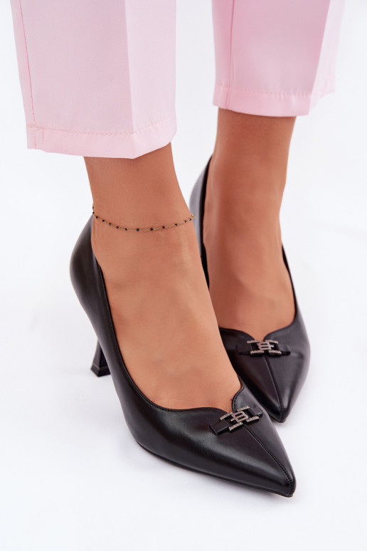 hochhackige Schuhe Mit Dekorationen Detalem Vinceza 62291 schZuarze Farbe