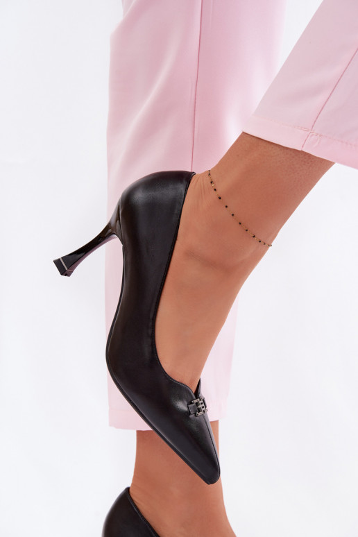 hochhackige Schuhe Mit Dekorationen Detalem Vinceza 62291 schZuarze Farbe