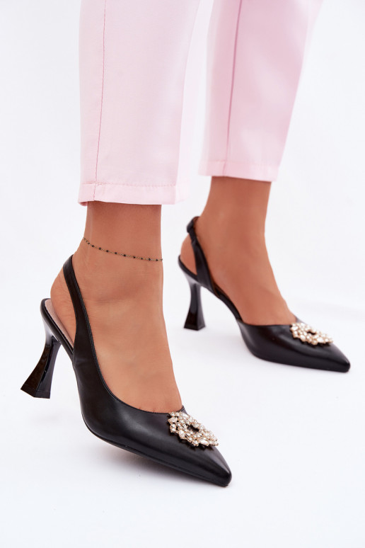 Sandalen mit hohen Absätzen Mit Schmuck Vinceza 62277 schZuarze Farbe