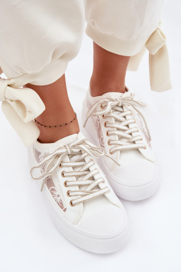 Lee Cooper LCIN-26-44-4480 weiße Freizeitschuhe mit Schnürsenkeln und Plateausohle