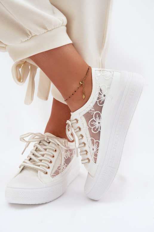 Freizeitschuhe mit Spitze mit einer Plattform Lee Cooper LCIN-26-44-4480 Zueiße Farbe