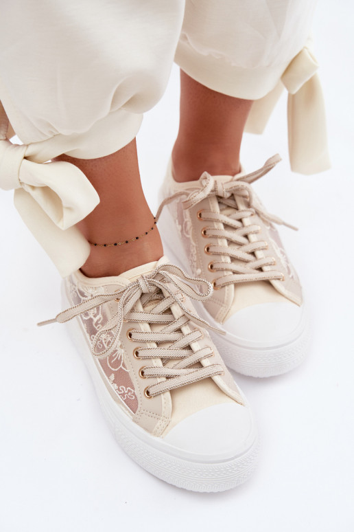 Freizeitschuhe mit Spitze mit einer Plattform Lee Cooper LCIN-26-44-4481 Beige