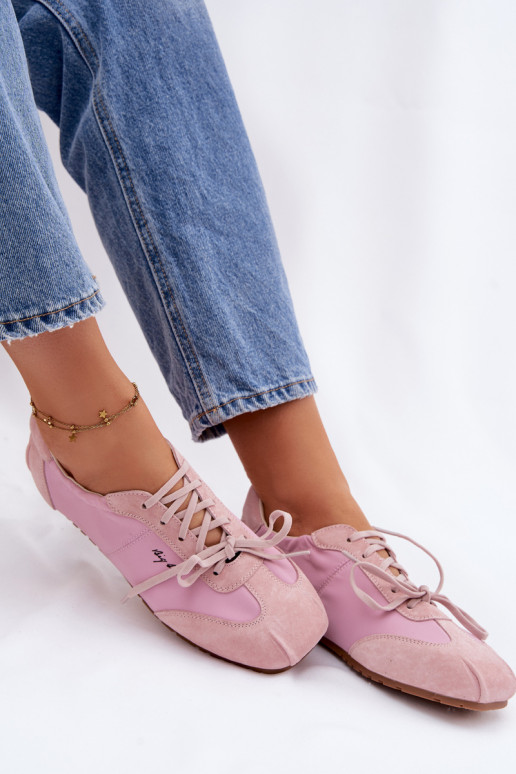 aus INildleder Sneakers Stilvollllschuhe Niedrige Damen Big Star TT274600 pinke Farbe