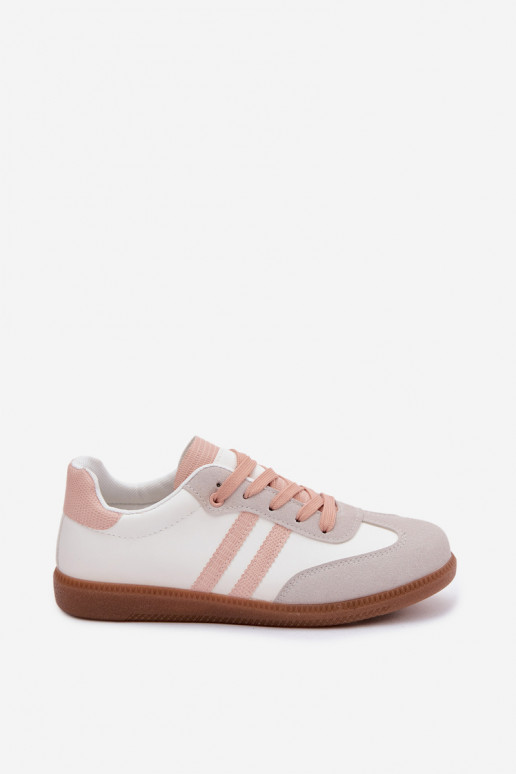 Turnschuhe mit flacher Sohle Turnschuhe Feminin INeiß-pinke Farbe Loredis