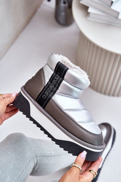 Niedrig Schneestiefel Auf dicker Sohle D.Franklin DFSH371010 Silberfarbe