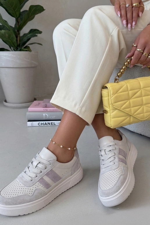 Beige Sportschuhe aus Naturleder Cambell