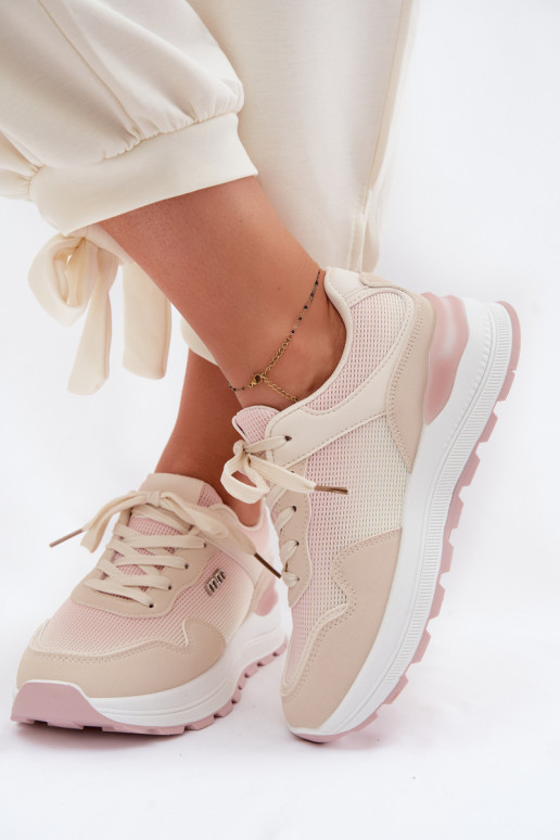 Sneakers Stilvollllschuhe Feminin mit einer Plattform Beige Lelmira