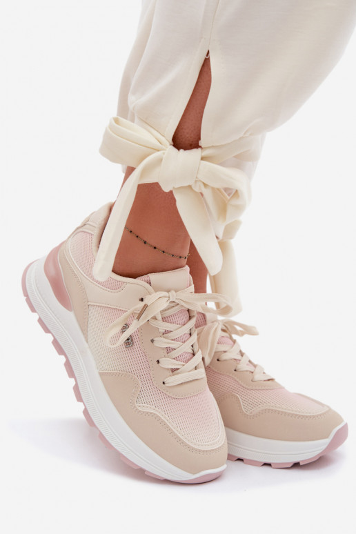 Sneakers Stilvollllschuhe Feminin mit einer Plattform Beige Lelmira