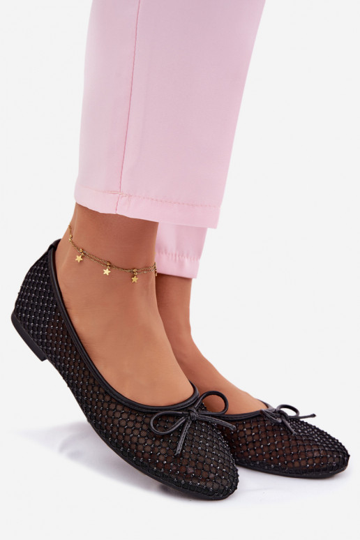 Netz Ballerinas Mit Dekoration Vinceza 62270 schZuarze Farbe