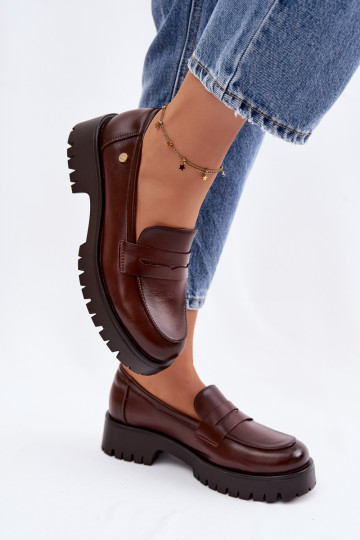 Leder Damen Mokassins Vinceza 18125 braun