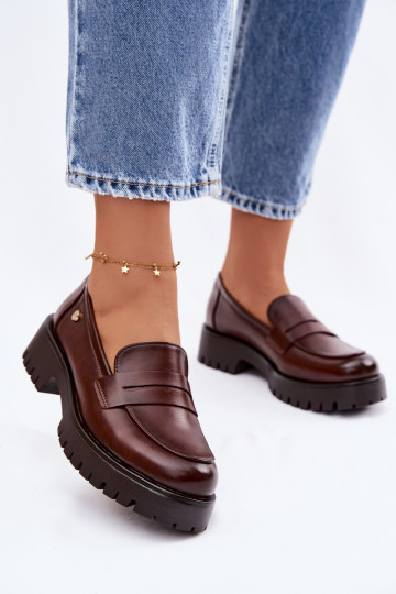 Haut Mokassins für Damen Vinceza 18125 braune Farbe 2