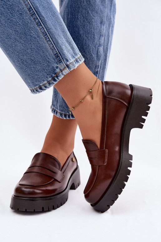 Haut Mokassins für Damen Vinceza 18125 braune Farbe