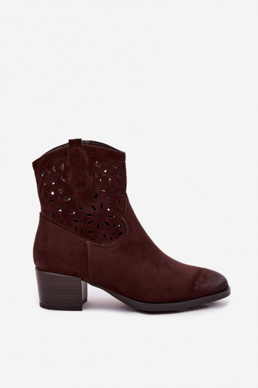 Durchbrochene Stiefel Feminin mit Absätzen Vinceza 58452 Czekolada
