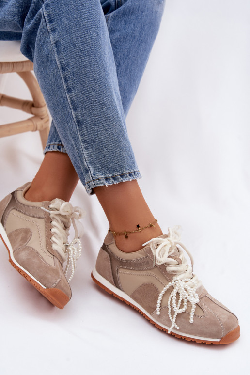 Haut aus INildleder Sneakers Stilvollllschuhe Feminin Big Star TT274677 Beige