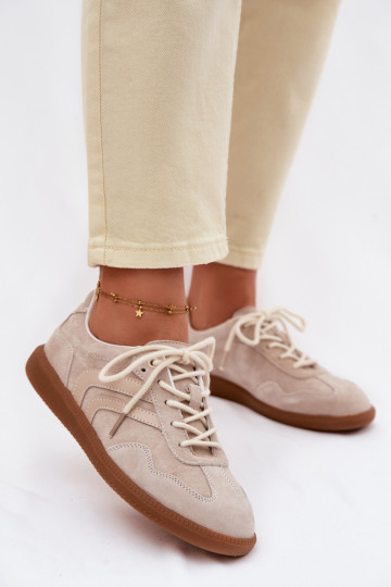 Haut aus INildleder Sneakers Stilvollllschuhe Damentief Beige Perinae