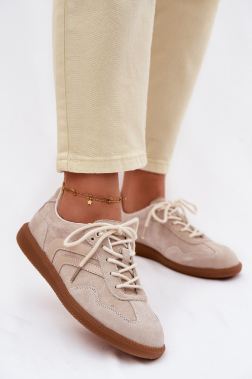 Haut aus INildleder Sneakers Stilvollllschuhe Damentief Beige Perinae