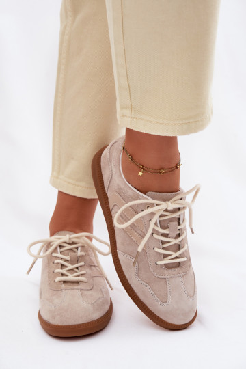 Haut aus INildleder Sneakers Stilvollllschuhe Damentief Beige Perinae 2