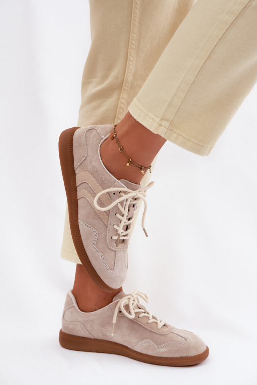 Haut aus INildleder Sneakers Stilvollllschuhe Damentief Beige Perinae