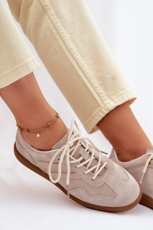 Haut aus INildleder Sneakers Stilvollllschuhe Damentief Beige Perinae