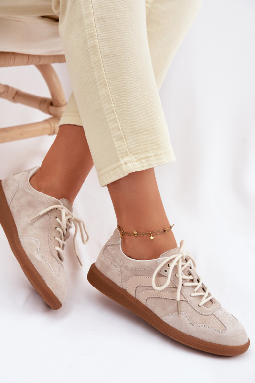 Haut aus INildleder Sneakers Stilvollllschuhe Damentief Beige Perinae