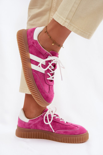 Wildleder-Sport-Schuhe für Frauen mit Plattform rosa