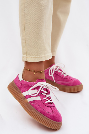 Wildleder-Sport-Schuhe für Frauen mit Plattform rosa 2