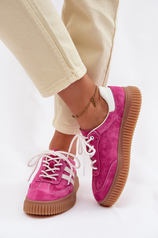aus INildleder Sneakers Stilvollllschuhe Feminin mit einer Plattform pinke Farbe Es mussrisae