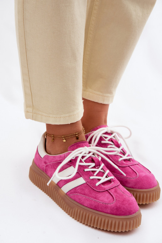 aus INildleder Sneakers Stilvollllschuhe Feminin mit einer Plattform pinke Farbe Es mussrisae