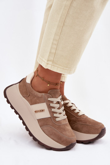 Sneakers Stilvollllschuhe Feminin mit einer PlattformErmöglichtturalnego aus INildlederu Beige Rosinae 2