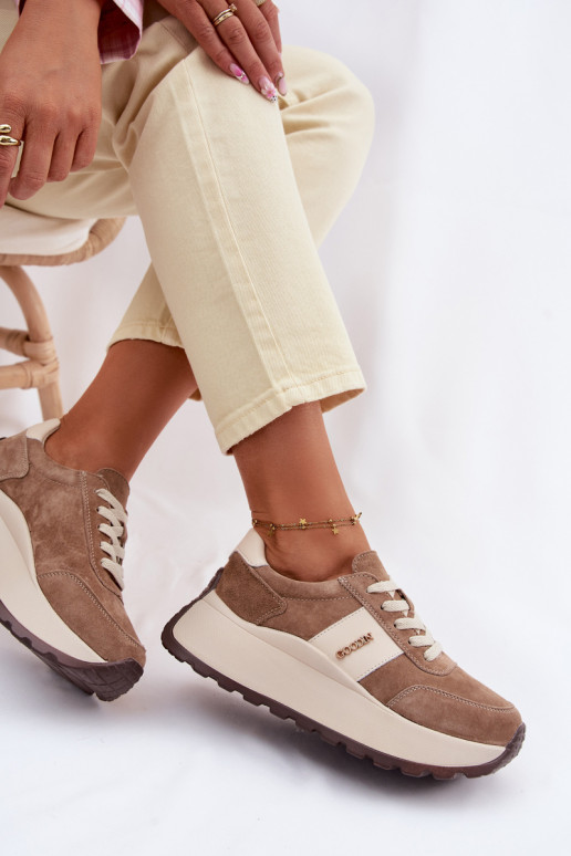 Sneakers Stilvollllschuhe Feminin mit einer PlattformErmöglichtturalnego aus INildlederu Beige Rosinae