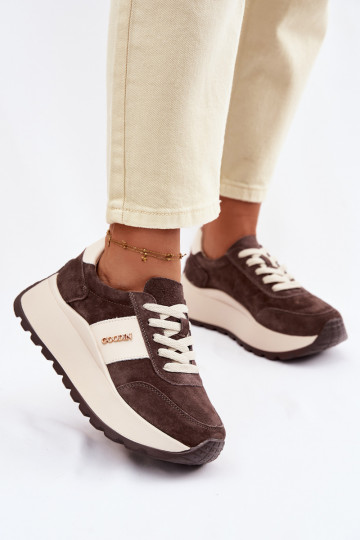Sneakers Stilvollllschuhe Feminin mit einer PlattformErmöglichtturalnego aus INildlederu CzekoladoZue Rosinae 2