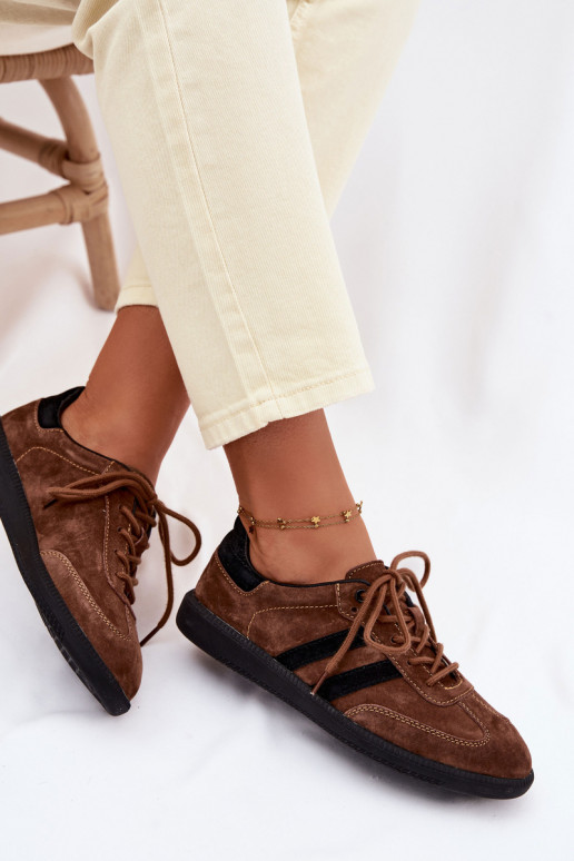 Haut aus INildleder Sneakers Stilvollllschuhe Feminin braune Farbe Ismina