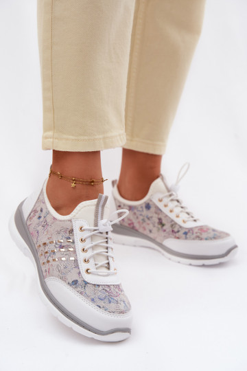 Muster-Leder-Schuhe für Frauen D&A GR61-5990 weiß 2
