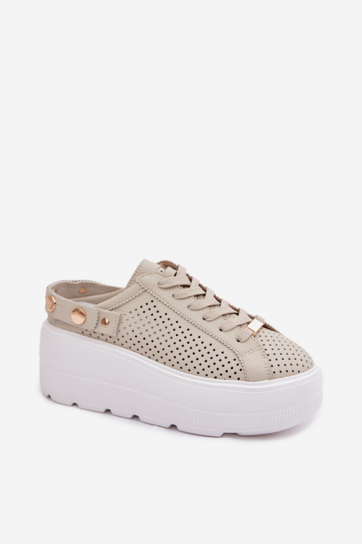 Haut mit durchbrochenen Elementen Sneakers Stilvollllschuhe Feminin mit einer Plattform mit Riemen Ermöglicht Pięcie D&A LR61-70