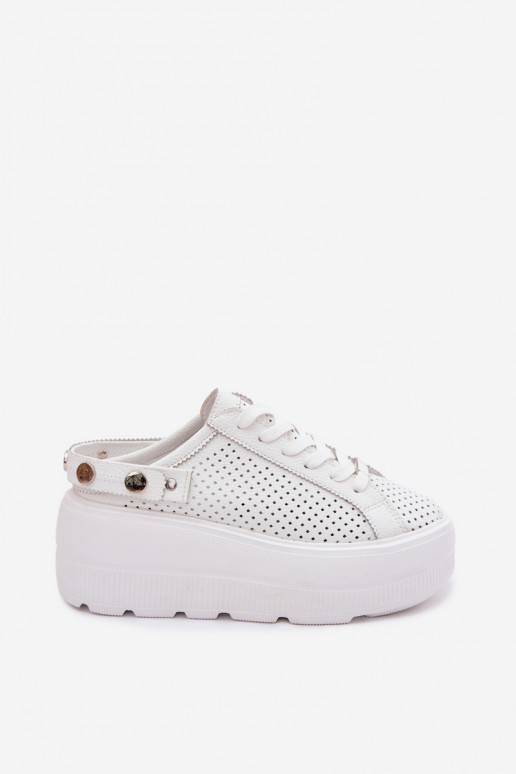 Haut mit durchbrochenen Elementen Sneakers Stilvollllschuhe Feminin mit einer Plattform mit Riemen Ermöglicht Pięcie D&A LR61-70