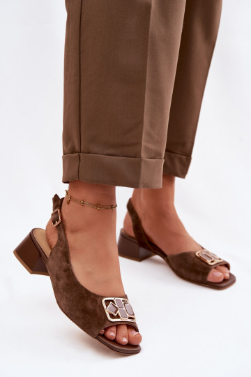 Elegante Sandalen aus echtem Wildleder mit Absätzen D&A CE61-3127 braun 2