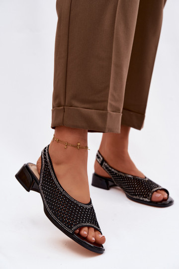 Dekoriert Durchbrochene Sandalen Feminin aus INildleder Klocke D&A CR61-3131 schZuarze Farbe 2