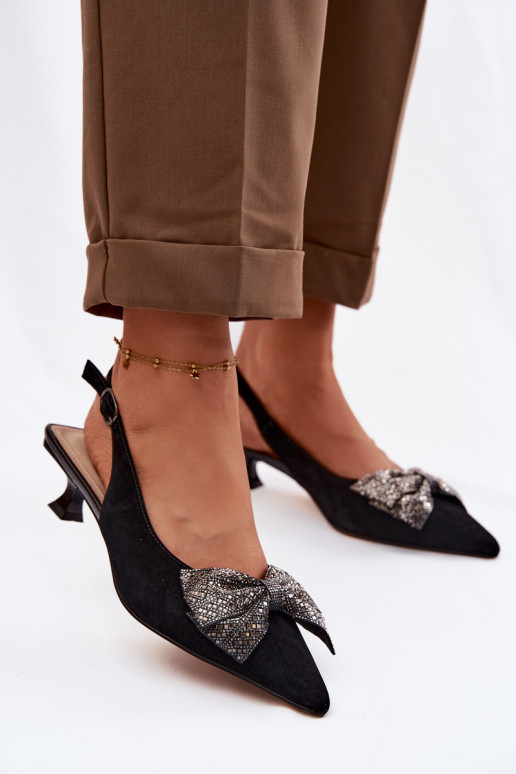 Haut INildledersandalen mit Bändern mit Absätzen D&A CR61-3130 schZuarze Farbe