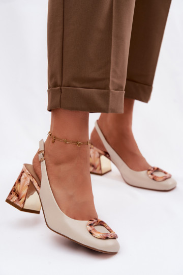 Haut Damen-Sandalen mit hohen Absätzen mit Schnallen D&A LZ61-2010 Beige