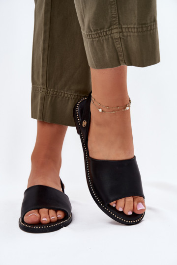 Damen Sandalen mit breiten Absätzen aus Kunstleder schwarz Dereka 2