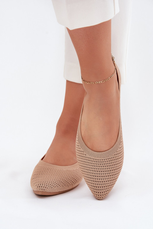 Netz Ballerinas aus Stoff Feminin Beige Sarina